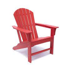 Luxeo Hampton Red Outdoor Patio Adirondack Chair And Table Set