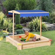 Outsunny Kids Wooden Sandbox With