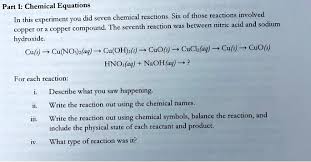 Chemical Equations In This Experiment