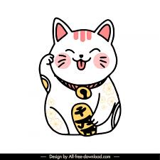 Maneki Neko Cat Icon Cute Flat