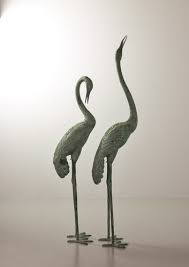 Bronze Crane Bird Sculptures 1950s