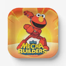 Mecha Builders Elmo Paper Plates