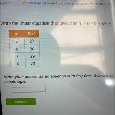 Linear Equation That Gives The Rule