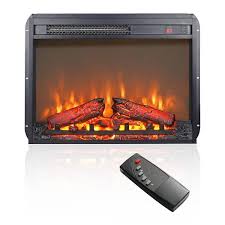 23 In Electric Fireplace Insert Ultra Thin Heater With Log Set Realistic Flame Remote Control