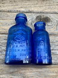 Cobalt Blue Glass Antique Embossed