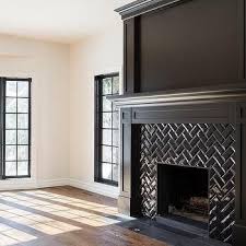 Black Herringbone Fireplace Mantel