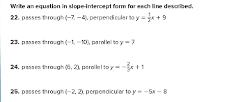 Write An Equation In Slope Intercept