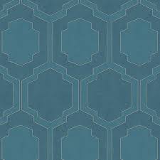 Art Deco Scallop Wallpaper Blue Gold