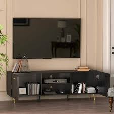 Fufu Gaga 69 In W Black Wood Tv Stand