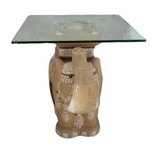 Side Table With Glazed Elephant Base