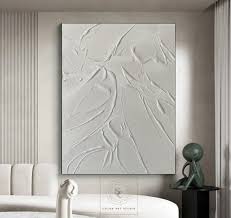 3d Texture White Abstract Wall Art