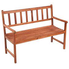 Wood Outdoor Bench With Cream Cushion H
