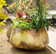 Zinc Garden Bowl Planters