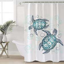 Sea Turtles Teal Shower Curtain Beach