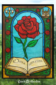 Beast Rose Stained Glass Window Cling
