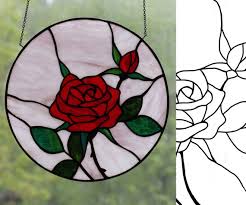 Rose Digital Pdf Pattern Stained Glass