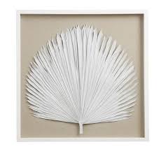 Palm Leaf Shadow Box Art White Wall