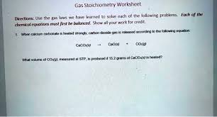 Gas Stoichiometry Worksheet Laws