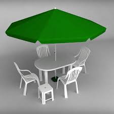 Garden Plastic Furniture Set 2 3d Model