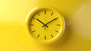Yellow Front View Of Modern Clock Icon