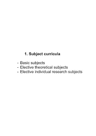 Elective Theoretical Subjects