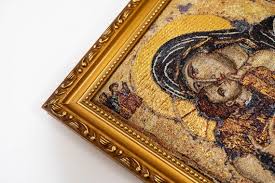 Embroidered Orthodox Icon In A Frame