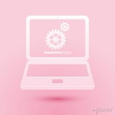 Gears Icon Isolated On Pink Background