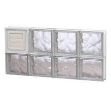 31 In X 13 5 In X 3 125 In Frameless Wave Pattern Glass Block Window With Dryer Vent