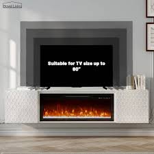 Wall Mounted 67 In Tv Stand With 36 Electric Fireplace White
