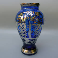 Art Deco Silver Overlay Glass Vase