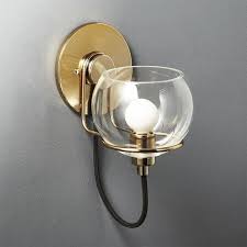 Rest Small Clear Glass Brass Wall Sconce