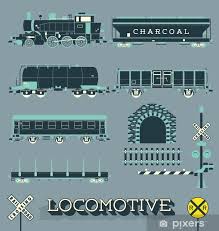 Wall Mural Vector Set Model Train