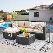 Walsunny Outdoor Patio Set Sofa Rotan