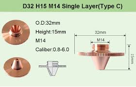 raytools d32 h15 m14 laser cutting nozzles