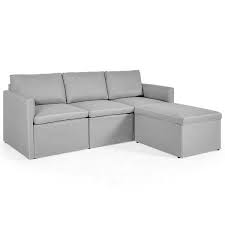 Costway Convertible Sectional Sofa L Shaped Couch W Reversible Chaise Light Grey Gray