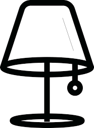 Flat Style Table Lamp Icon In Black