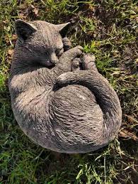 Concrete Sleeping Cat Garden Ornament