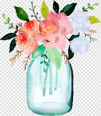 Artificial Flower Watercolor Mason Jar