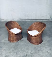 Wicker Egg Basket Lounge Chairs 1950s