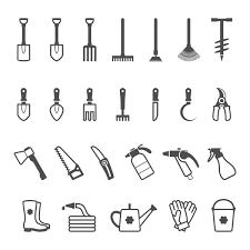 Vector Icon Set Of Garden Tools And