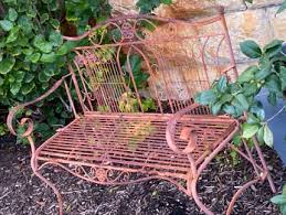 Rustic Metal Garden Park Bench Seat Set