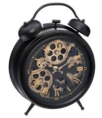 Table Clock With Moving Gears Black 26