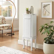 White Wood 13 In W Jewelry Armoire