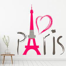 Love Paris Pink Eiffel Tower Wall Decal