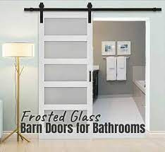 Frosted Glass Barn Door For A Bathroom