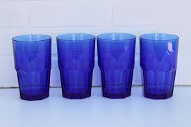 Libbey Crisa Cobalt Blue Glass Drinking
