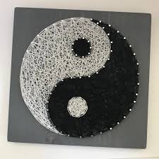 Yin Yang String Art Black And White