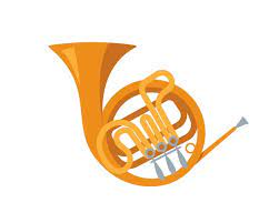 Golden French Horn Icon Isolated On