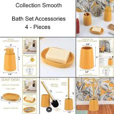Yellow Mustard Bathroom Accessory Set 4 Pieces Fashionable Practical