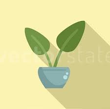 Big Leaf Pot Icon Flat Vector Indoor Plant